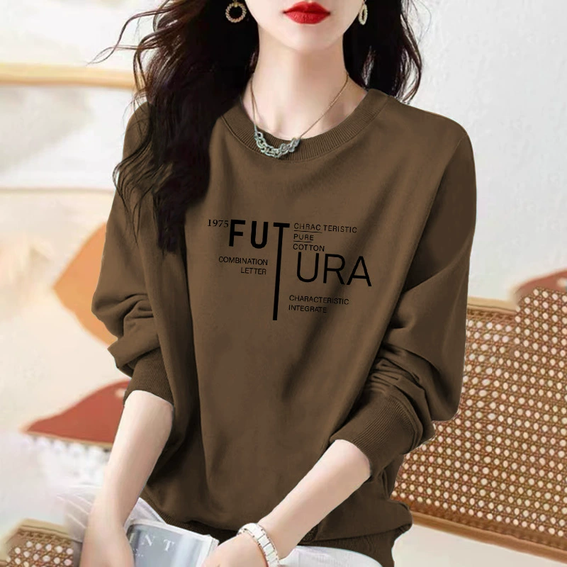 Фабрика свитера качество корейская версия женщины 2023 осень и зима новый ветер с длинными рукавами тонкий круглый воротник топ