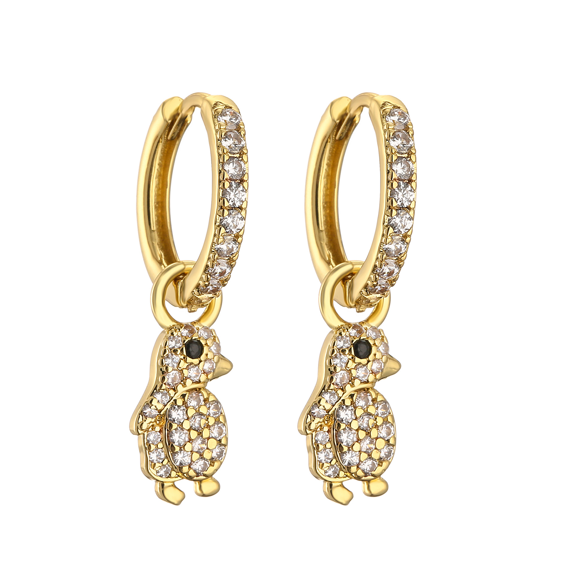 7g Weight Zircon Inlay Material Earrings Classification 1 Pair Quantity Shopping Occasion 1 Pair Cute Cross Moon Plating Inlay Copper Zircon Gold Plated Earrings
