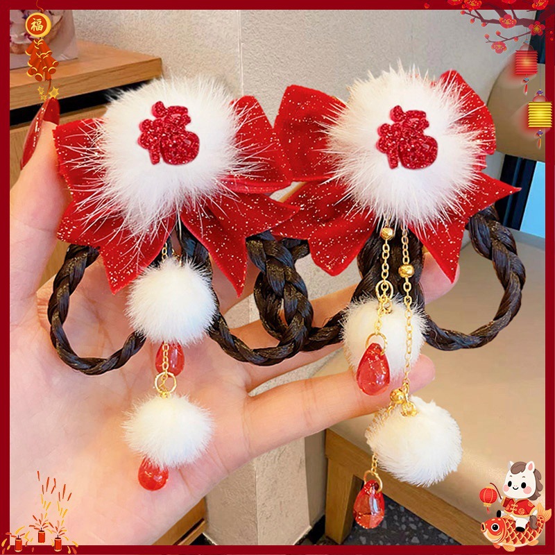 Horquilla Infantil con Borlas Chinas Hecha a Mano para Año Nuevo y Hanfu