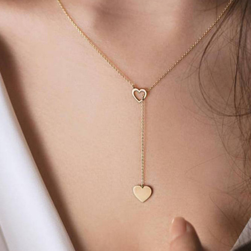 European and American-style trendy personalized heart-shaped pendant necklace for women—exquisite single-layer clavicle chain necklace