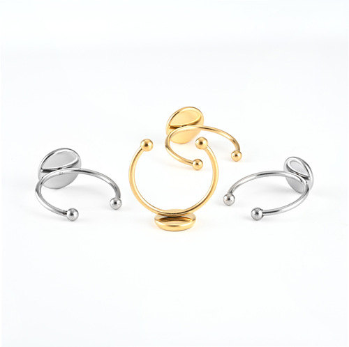 New stainless steel disc ring holder with opening U-shaped adjustable ring welding time gemstone holder diy jewelry accessories