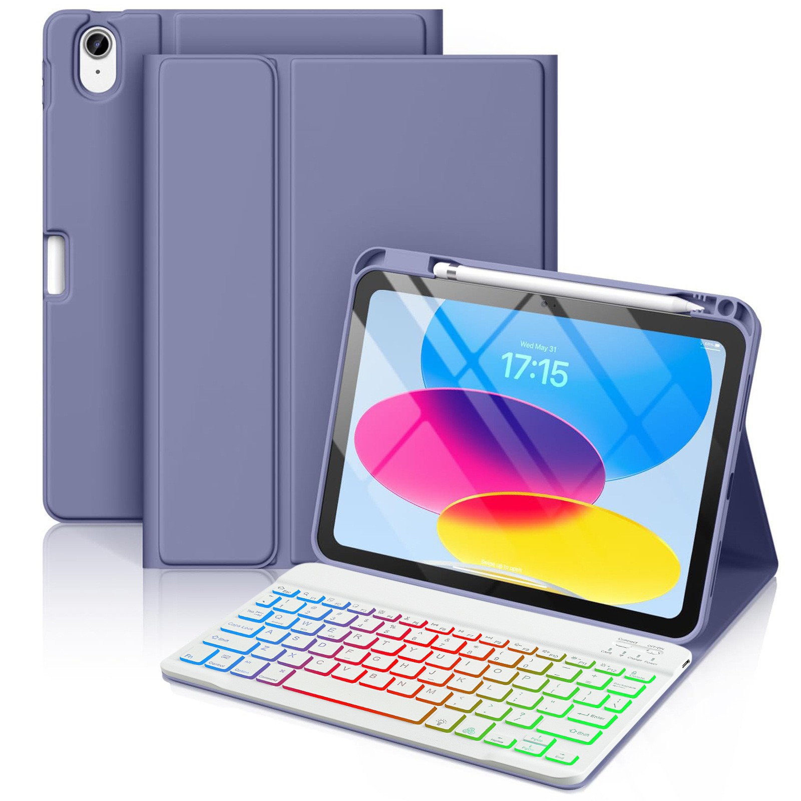 Funda con Teclado Bluetooth para iPad 10.9 Pulgadas Retroiluminado Magnético Desmontable con Ranura para Lápiz image 20