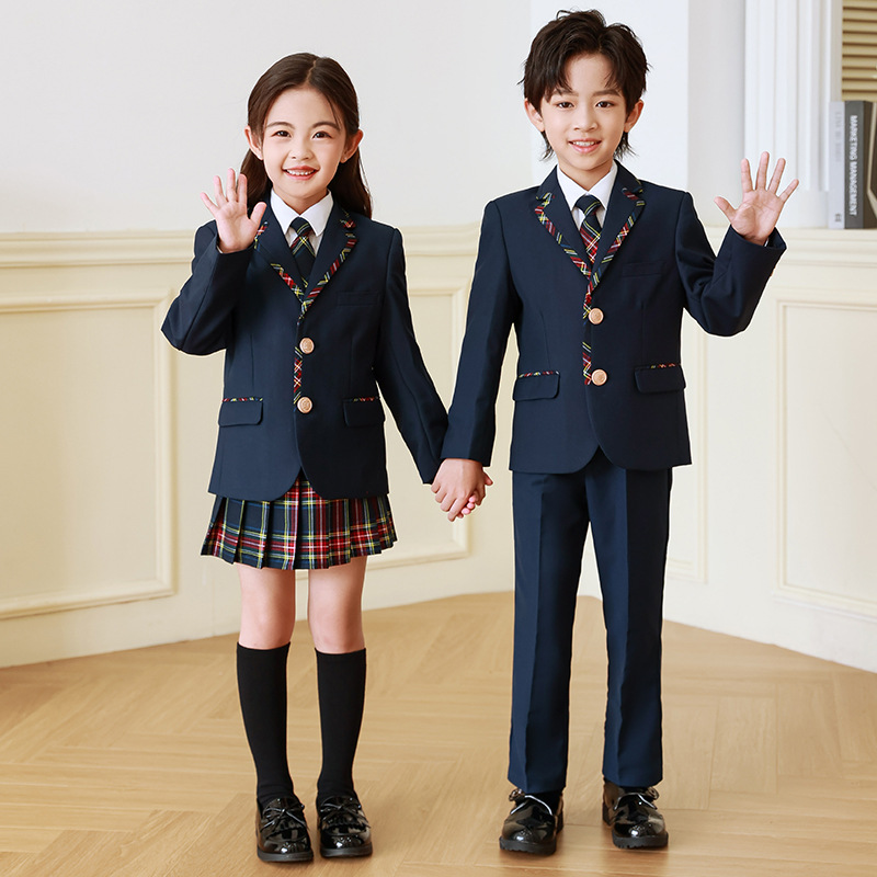 Estilo británico uniforme de escuela primaria traje de niños JK uniforme traje de Niña estudiante de secundaria clase uniforme vestido de primavera y otoño ropa