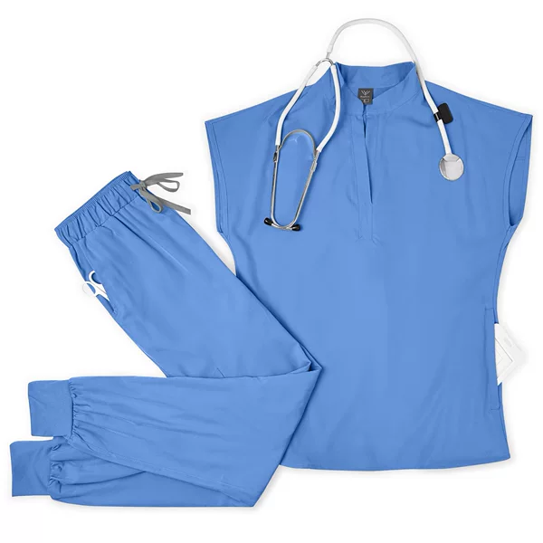 Stand Collar Bat Sleeve Solid Color Scrub Set Doctor Nurse Hospital Workwear Pocket Women's Two-Piece Scrub Set