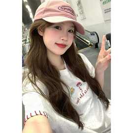 原版刺绣彩点纯棉220克后包边刺绣百搭波点短袖T恤宽上衣时尚百搭