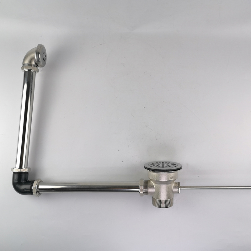 Commercial Crank Handle Drain with Switch Sink Drain Copper Core Stainless Steel Star Basin Hockey Drain Device