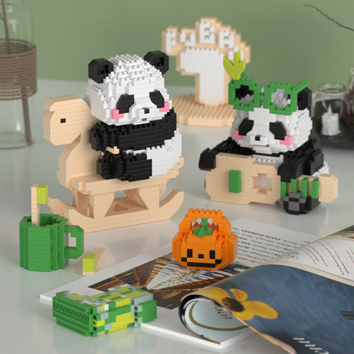 Compatible with LEGO's new product Panda Huahua Cute Orchid Building Blocks Micro Particle Assembled Toys Cute Fun Shape Toys Wholesale
