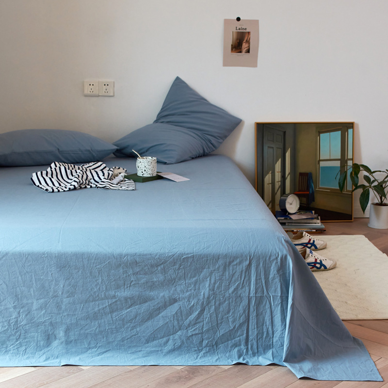 Simplicidad| 60 sábanas de algodón lavado con agua de algodón una sola pieza de algodón doble una sola colcha de almohada de tres piezas de ropa de cama image 7