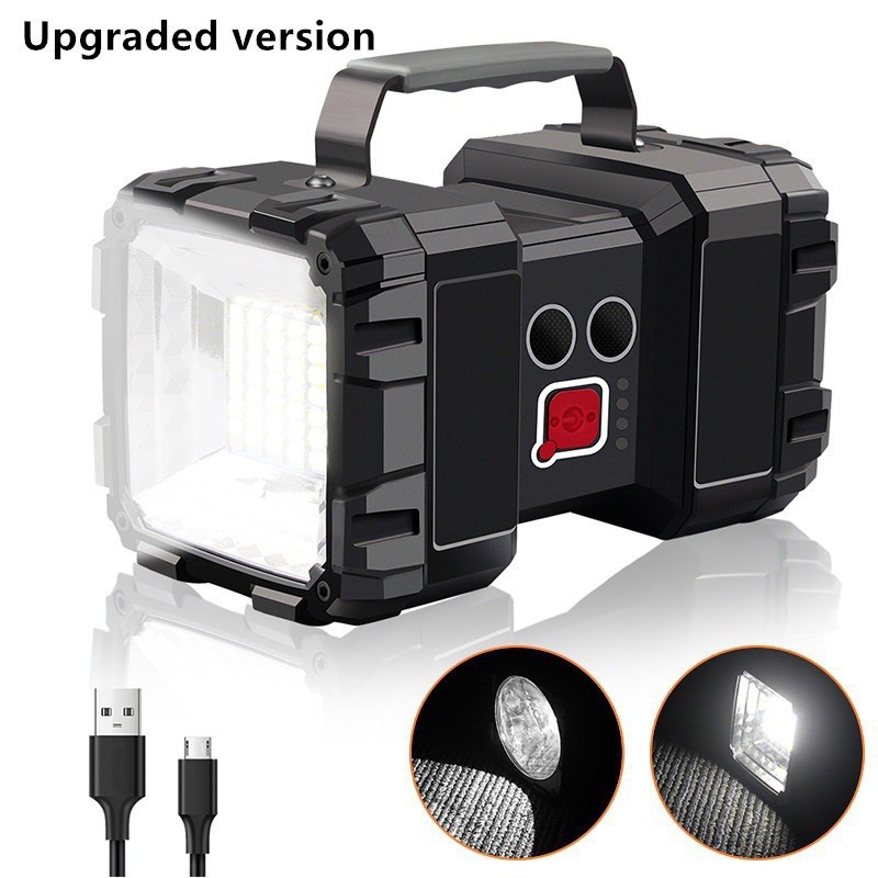 Luz portátil de luz fuerte LED recargable multifunción para exteriores de alta potencia reflector de advertencia de doble cabezal linterna portátil