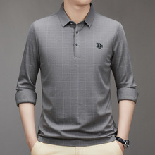 专柜高端长袖T恤男装商务休闲翻领t恤中年爸爸春季新款男士POLO衫