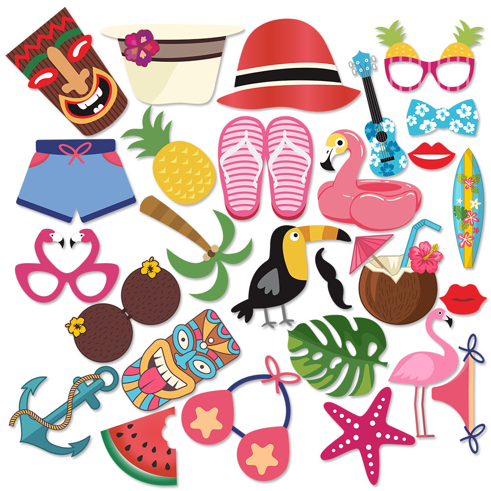 Hawaii playa fiesta atmósfera diseño divertido foto props tropical tema Fiesta llama pájaro Coco props