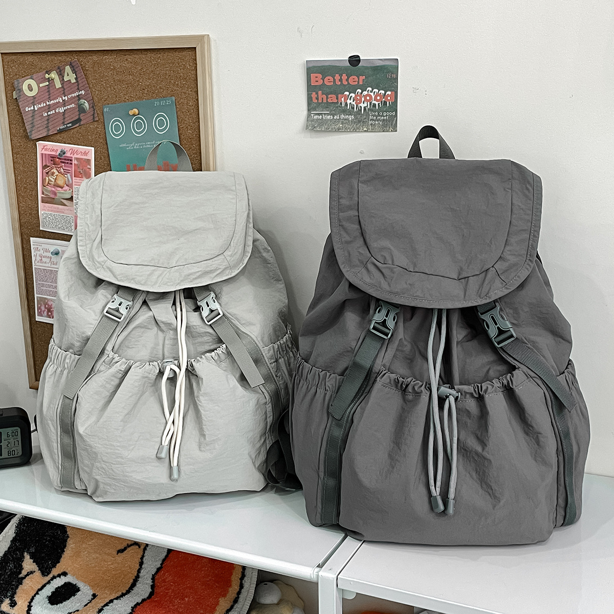 2025 New Korean Niche Design Drawstring Sports and Leisure Style School Bag Outdoor Mountaineering Lightweight Backpack Double Shoulders