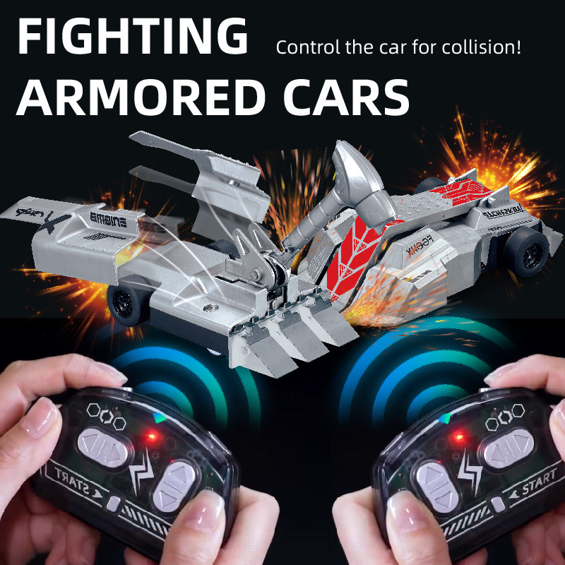 Cross-border New 2.4G Double Fighting Battle Armored Car Children's Remote Control Bumper Car TK Gladiator Battle Toy
