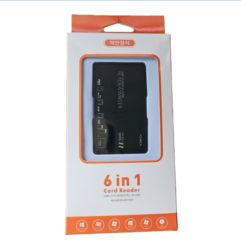 Ventas de la fábrica modelo privado lector de tarjetas USB2.0 HDHC teléfono móvil tarjeta de memoria de alta velocidad caja de contraseña seis en uno lector de tarjetas CF