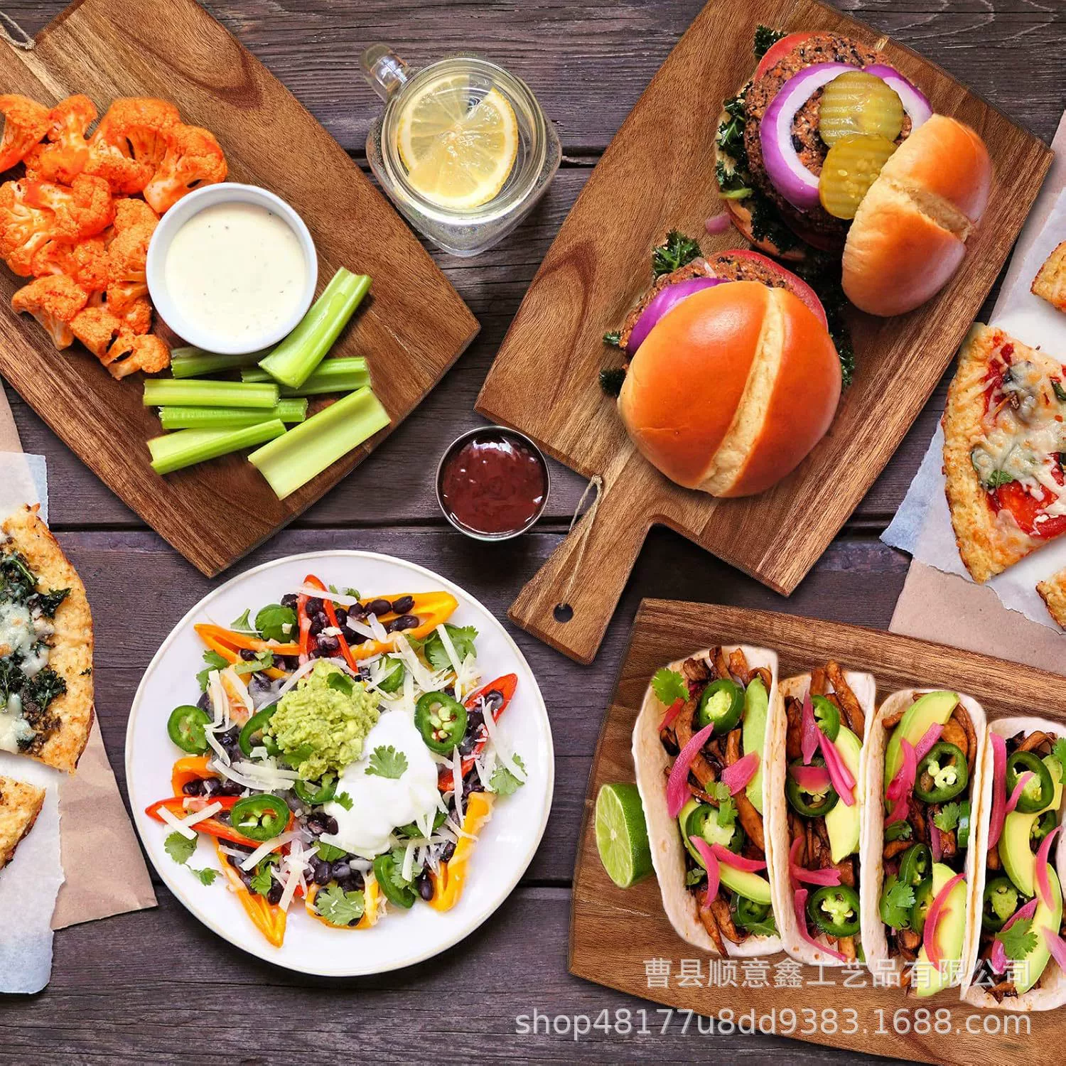 Деревянная разделочная доска разделочная доска Сырая приготовленная разделочная доска хлеб бутерброд гамбургер доска деревянная тарелка для пиццы