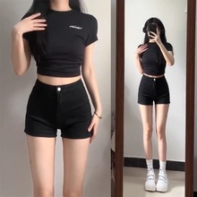 黑色短裤女外穿2025夏季高腰辣妹紧身牛仔裤包臀超短热裤时尚百搭