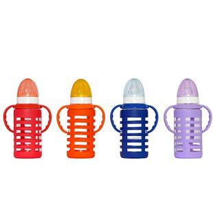 Glass Bottle Anti-Fall Baby Bottle Standard Diameter Silicone Cover Baby Imitation Breast Milk Pacifier Drinking Cup Factory Direct Sale