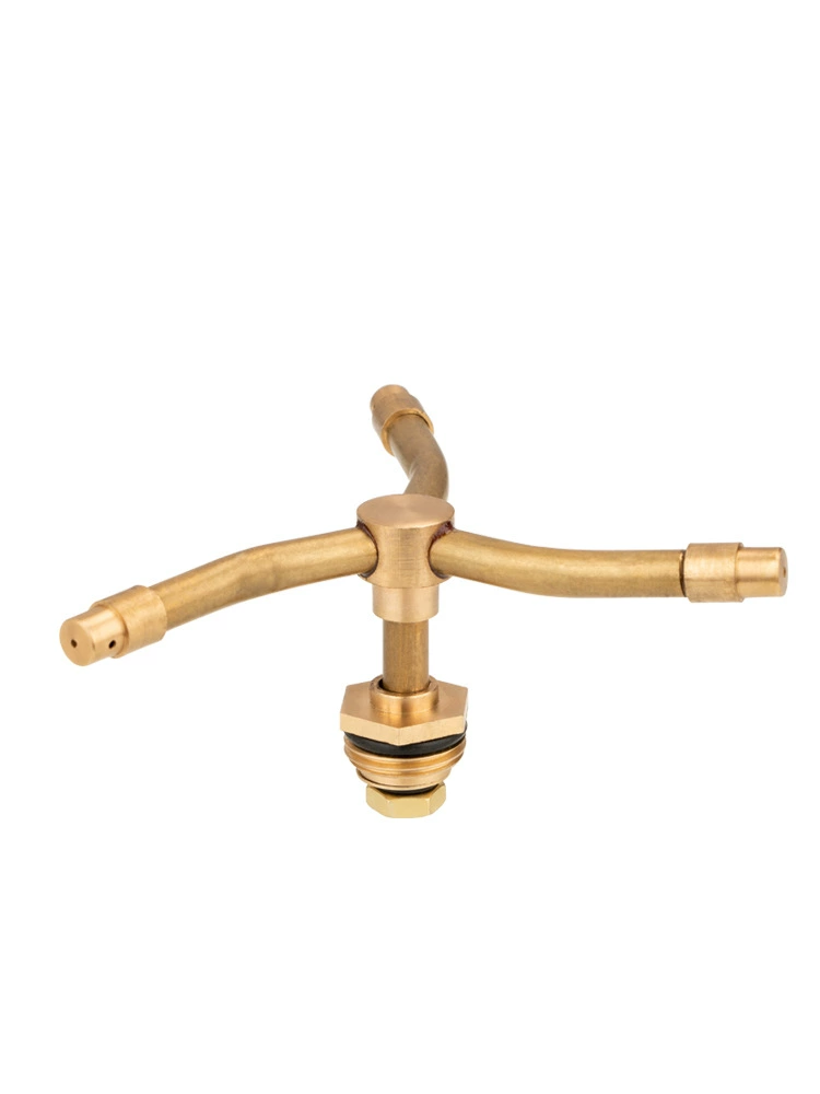All-brass triple-fork quad-fork 360-degree lawn automatic rotating sprinkler head for garden irrigation spray head