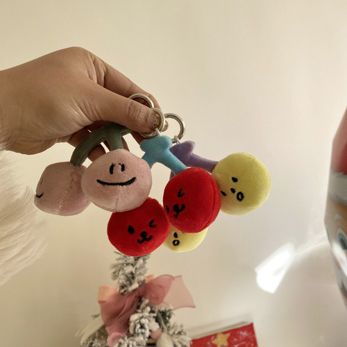 ins cute cherry keychain expression series fruit cute plush bag pendant bestie decorative pendant pendant