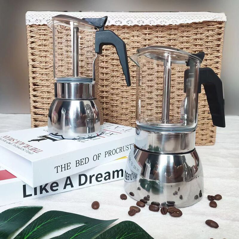 Glass Stainless Steel Moka Pot Household Coffee Pot Hand Pot Small Espresso Machine Italian Moka Pot