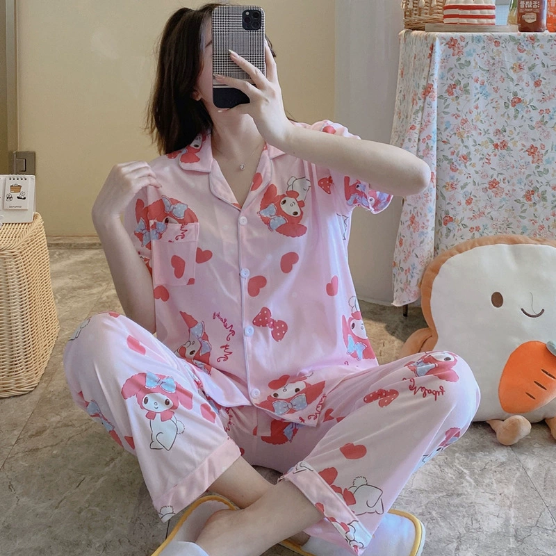 Корейский стиль 2023 пижамы женские брюки с короткими рукавами осенне-летний короткий длинный кардиган с несколькими героями мультфильмов Домашняя одежда оптовая продажа с фабрики