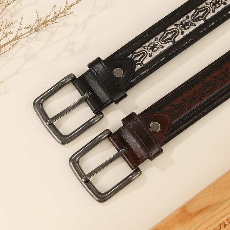 Trendy Retro Style Embossed Casual Belt Unisex Western Style Pin Buckle Belt Retro Style Trendy Retro Style Embossed Casual Belt Unisex Western Style Pin Buckle Belt Retro Style