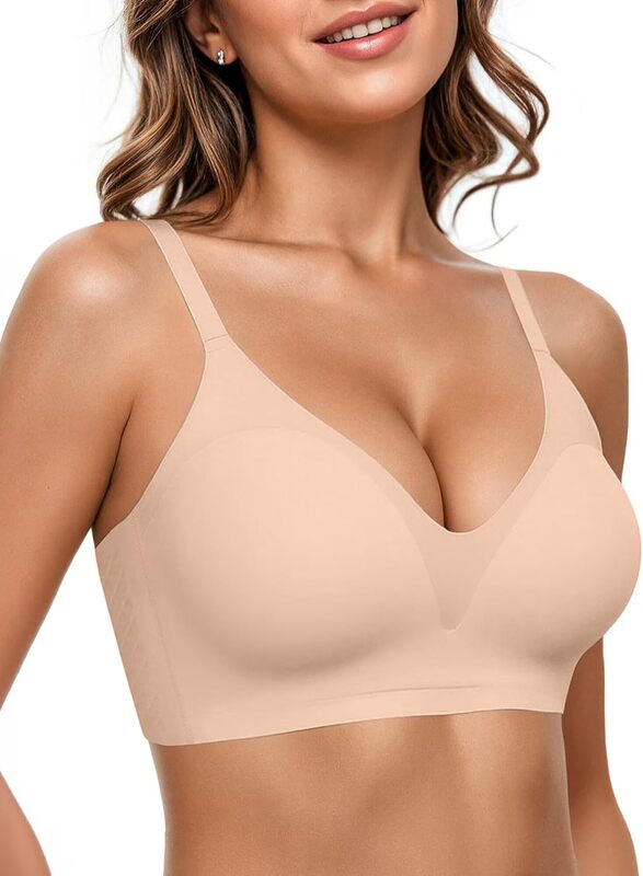 Vertvie Women's Wireless Bra with Support, Full Coverage, Push-Up, Plus Size, Seamless Sports Bra