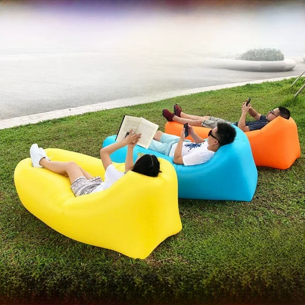 Outdoor Portable Lazy Inflatable Sofa Bed Beach Lounge Chair Pocket Air Sofa Single Sleeping Bag Lunch Break Air Bed