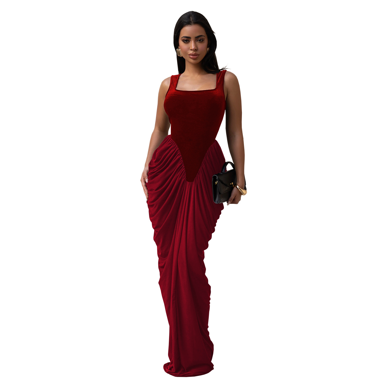 C7582 Aliexpress transfronterizo Amazon Europa y América de moda temperamento de mujer cintura reducida sin mangas vestido de cadera