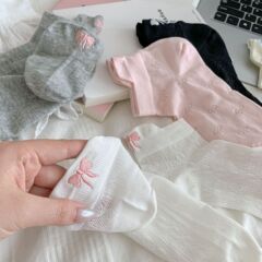 洗練された蝶 ~ 女性夏綿ソックス日系薄手ins風カジュアル甘い靴下綿女性卸売り