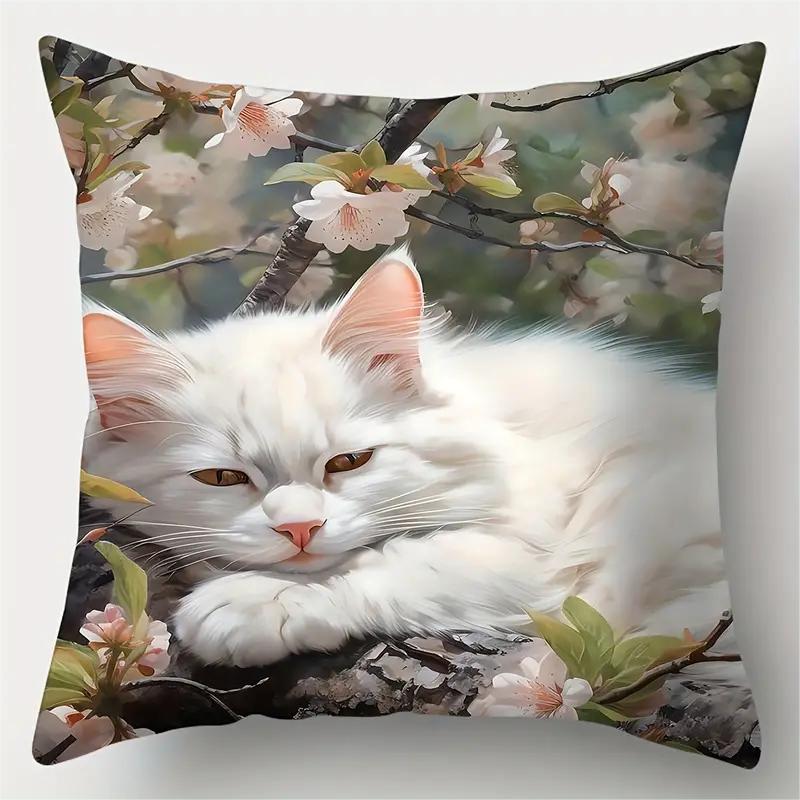 80g Weight Pillow Cases Home Textiles & Decor Type Polyester Material Cat Pattern Cute Style Cute Cat Polyester Pillow Cases Couch & Sofa Decor 11