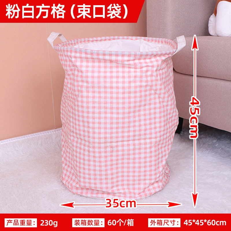 Algodón y lino tela con cordón canasta de lavandería fábrica hogar canasta de lavandería misceláneas Cubo de almacenamiento gran canasta de almacenamiento plegable