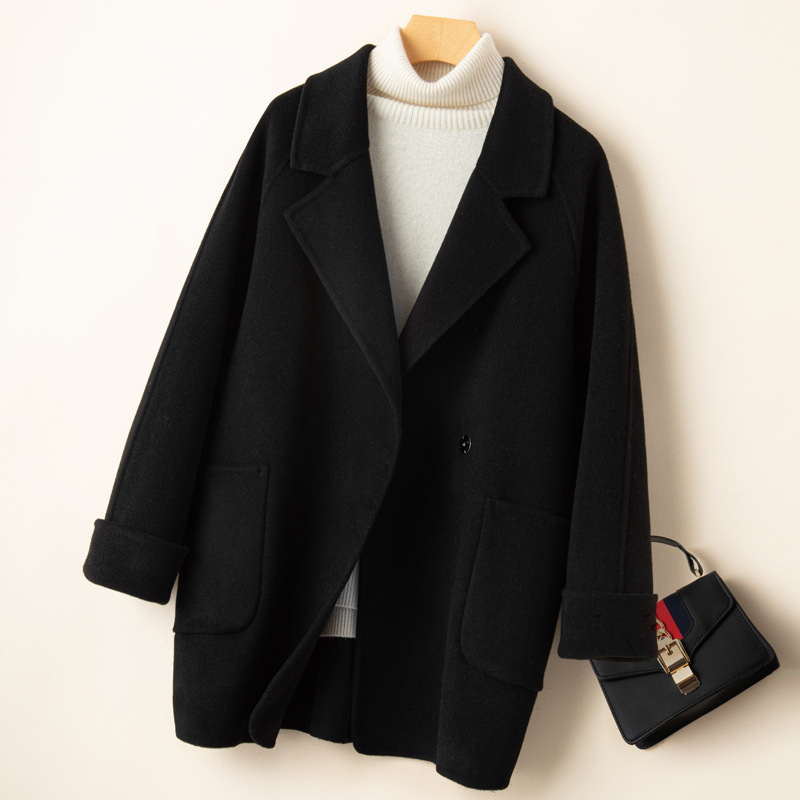 Autumn and Winter double-sided wool coat women's short small 2023 new Korean style black suit Korean style woolen coat