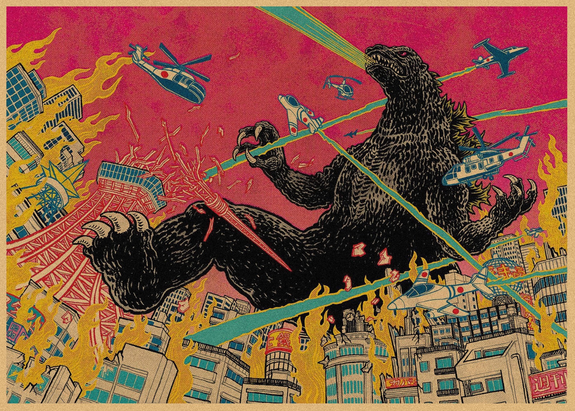 Godzilla película Godzilla póster retro kraft decoración mural mural 258