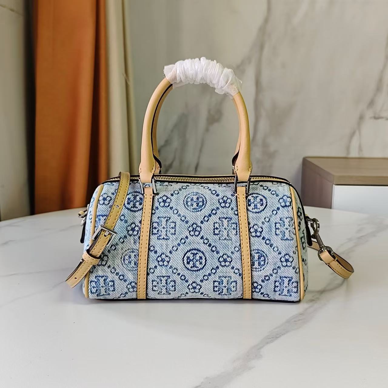 2025 TB New Boston Pillow Bag Classic Print Handheld Cowhide Crossbody Bag Fashion Versatile Shoulder Bag for Women - Thumbnail 6