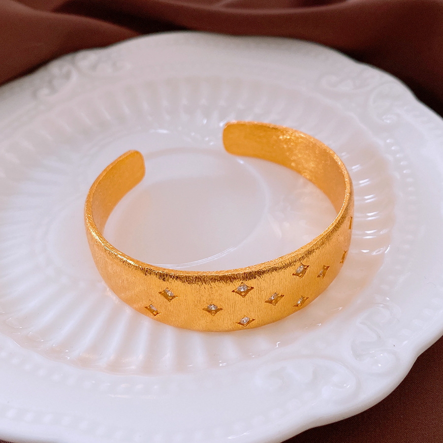 18k real gold electroplated zircon star open bracelet