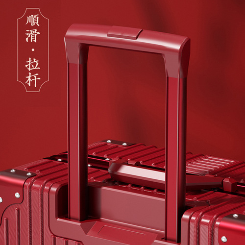 Wedding Luggage Honeymoon Suitcase Red Box Wheeled Suitcase Women's Leather Box Wedding Password Bridesmaid Dowry Box Pair