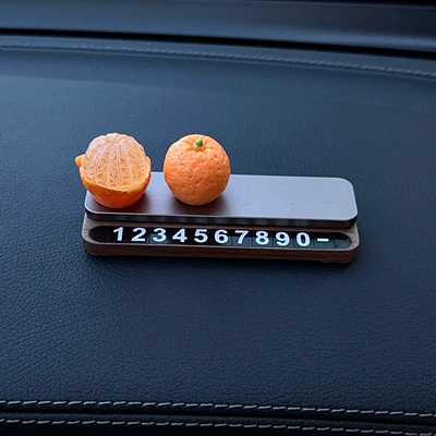 Cartoon Apple Parking Number Plate, Convenient and Creative Temporary Parking Number Plate, Cute Parking and Moving Car Number Plate (Nömrəli dayanma kartı) - big-orange-and-big-italy-walnut-license-plate