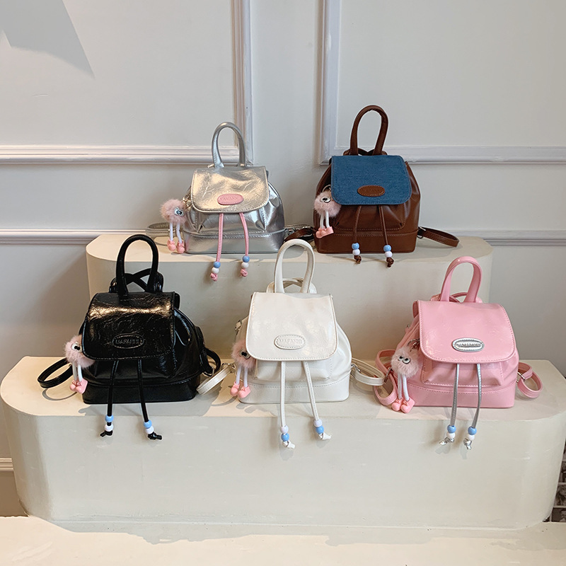 High-end texture pleated women's 2023 new double backpack bags, fashionable, Japanese and Korean simple style handbags_voghion.com