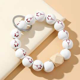 圣诞节防摔手腕带手机挂件手环圣诞老人木珠钥匙扣男女款包包挂饰