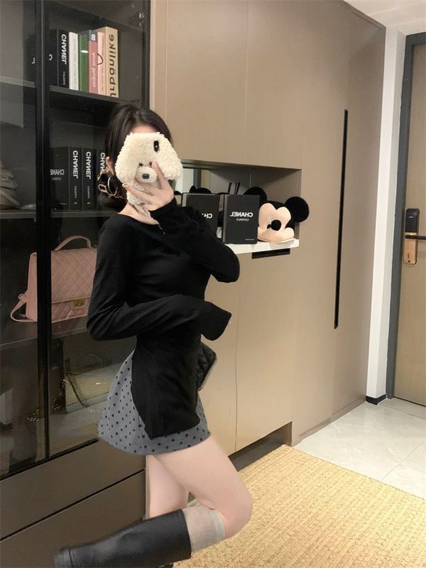 辣妹时尚修身显瘦打底秋冬新款蕾丝拼接内搭长袖T恤衫上衣女|undefined