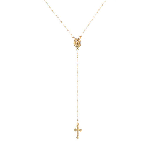 Wish Cross Virgin Mary Necklace: Fashionable & Trendy Pendant Necklace for Women—European and American Style Accessories