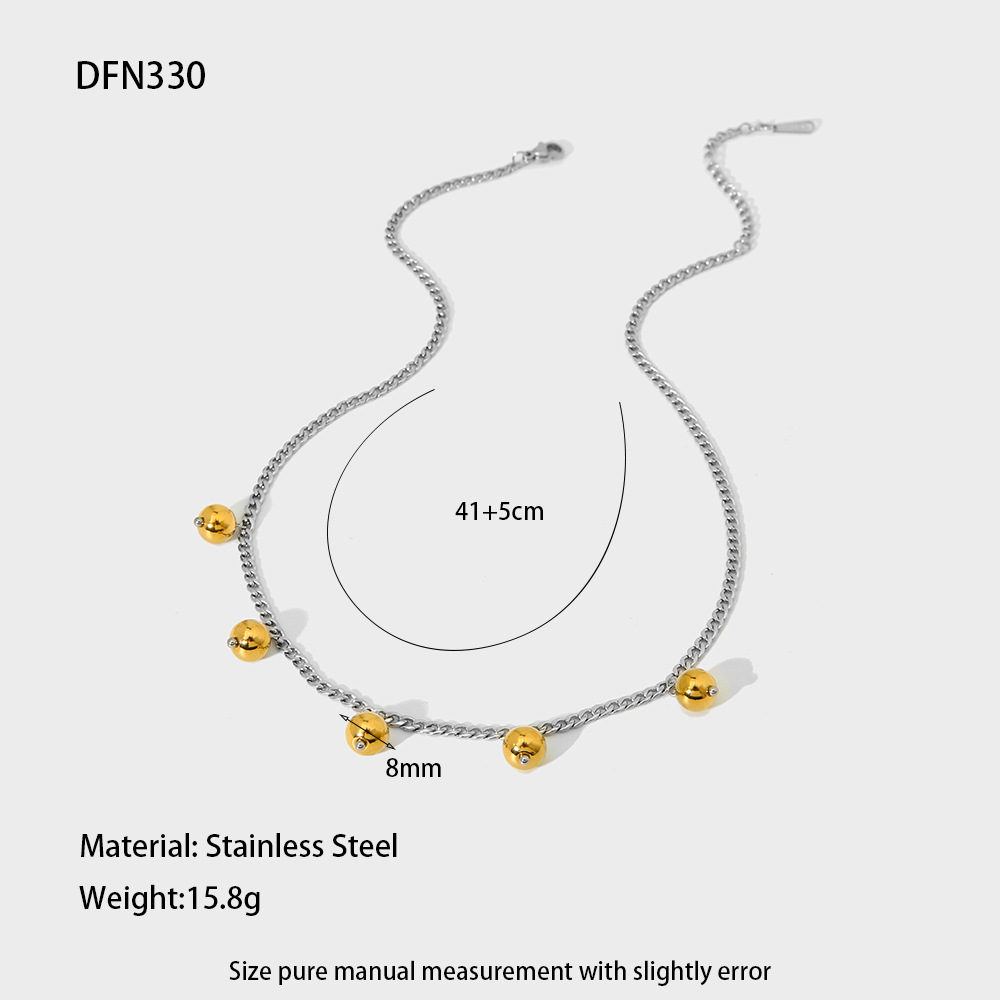 10g Weight 0.03µm-0.05µm Gold Plating Thickness Wholesale Jewelry Vintage Style Classic Style Geometric 304 Stainless Steel Titanium Steel Mixed Metal Plating Necklace Ball Chain