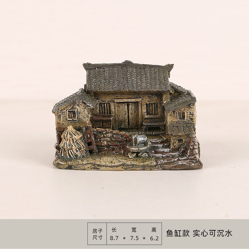 田园迷你小房子树脂摆件桌面茶几车载装饰花盆盆栽造景装饰小礼物|undefined