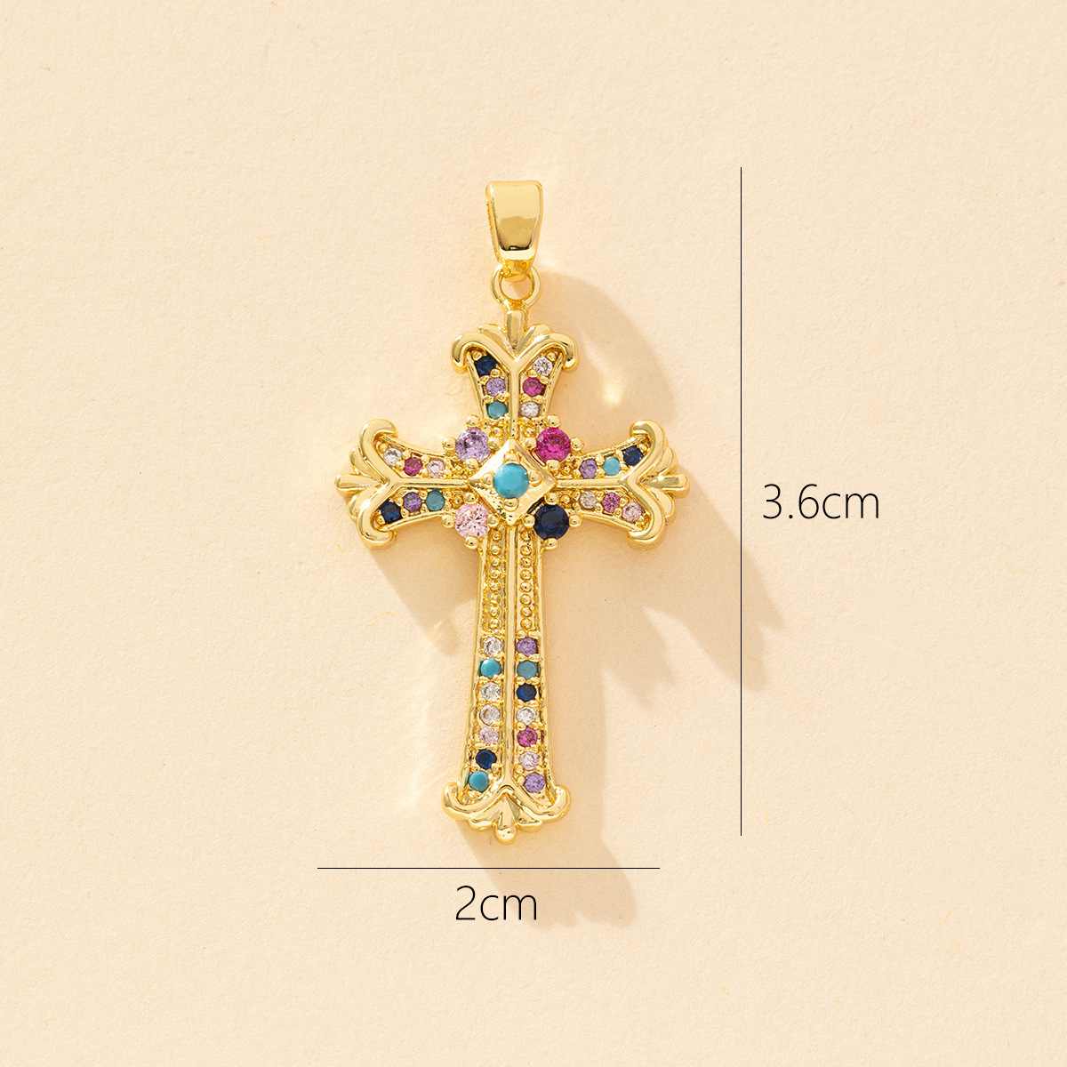 1 Piece Copper Zircon Cross Pendant display picture 29