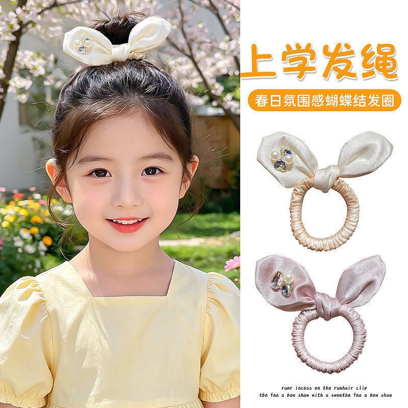 Temperamento infantil princesa arco de viento anillo de cabello chicas dibujos animados lindas bolas de cabello cuerda de cabello bebé toque de banda de goma