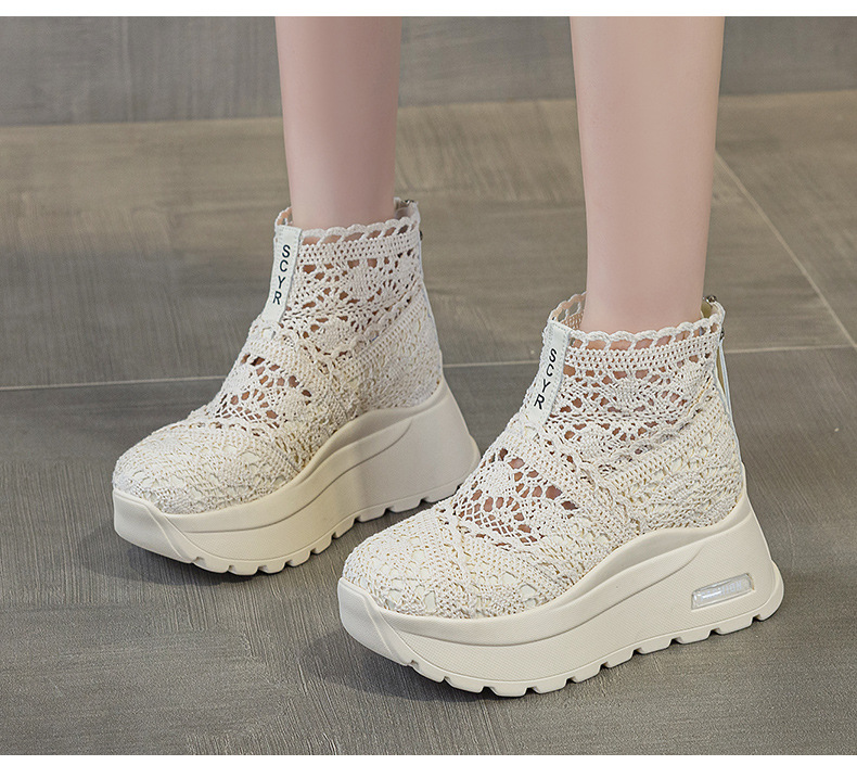 Giày sneaker nữ đế dày lưới ren hở mũi phong cách thể thao thời trang — Be 5067, Vang 5067, Den 5067 chi tiết 18