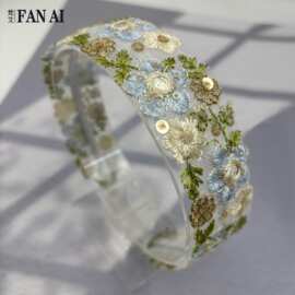 梵艾 文艺森系头箍 日系进口发饰 高级刺绣精美花朵发箍女 SA210