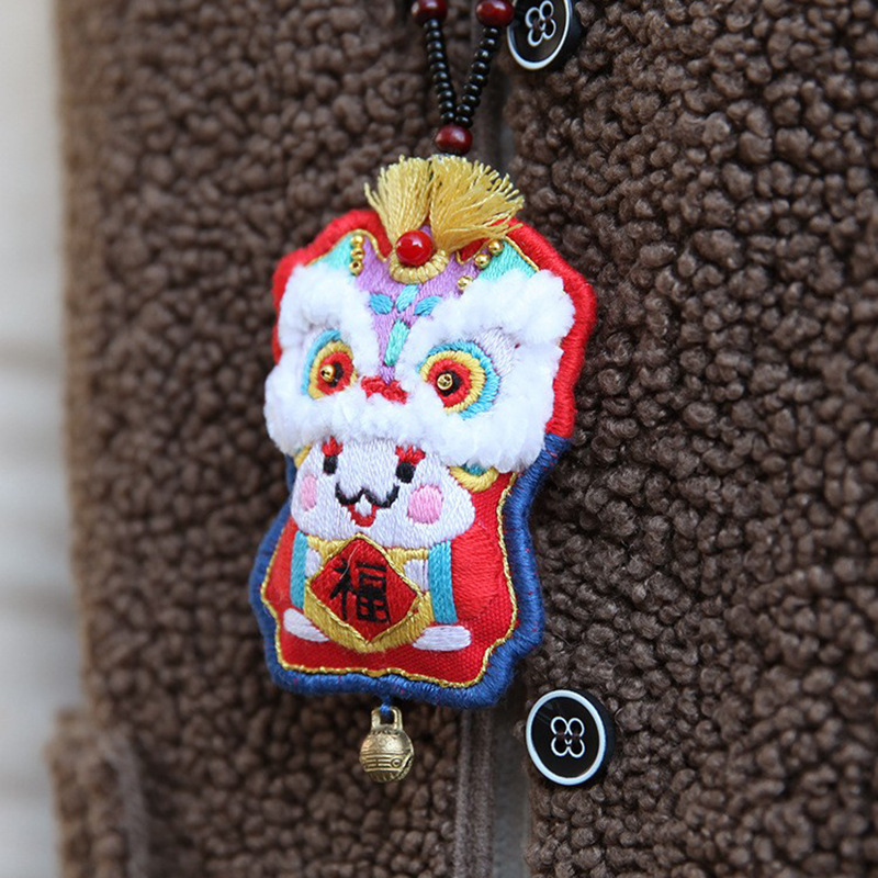 Año Nuevo bordado DIY material hecho a mano paquete xingshi bolsita principiante 12 Zodiaco adornos de coche Lotus bolsa bolsita