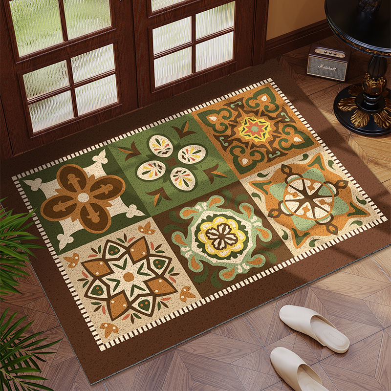 美式復古入戶門地墊玄關刮泥蹭土腳墊家用玄關耐髒耐磨絲圈地墊